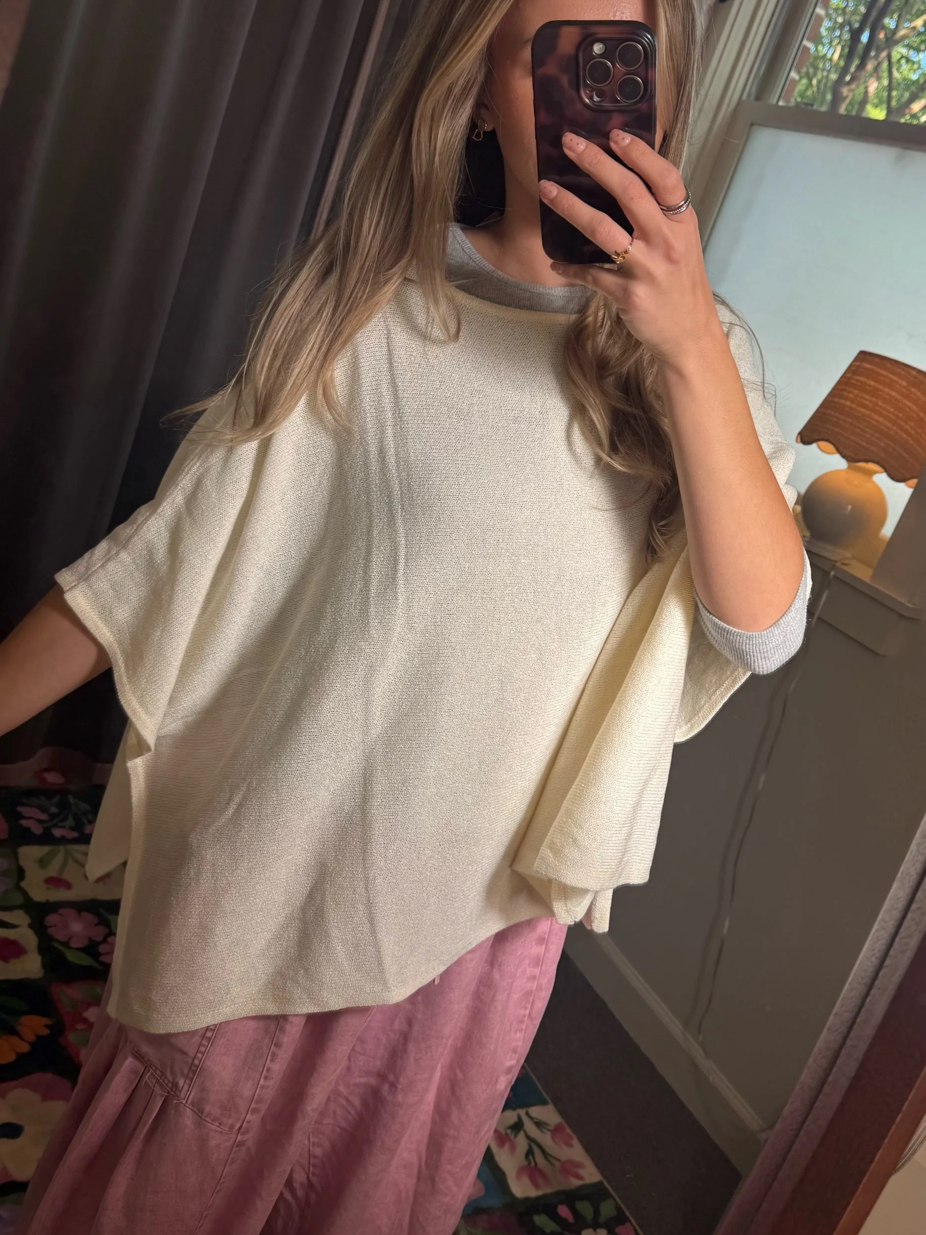 Cream Knit Poncho