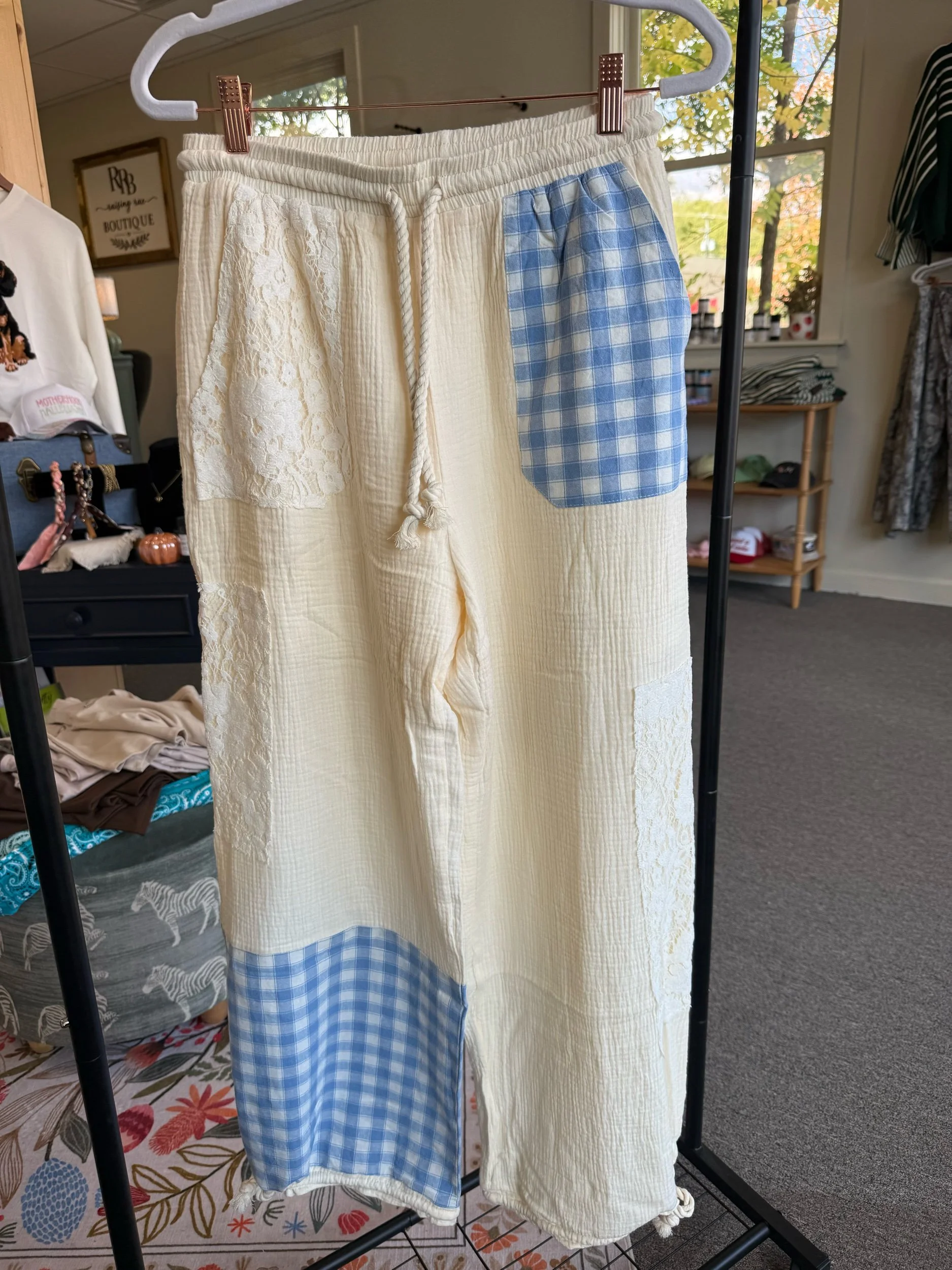 Blue Patchwork Pants