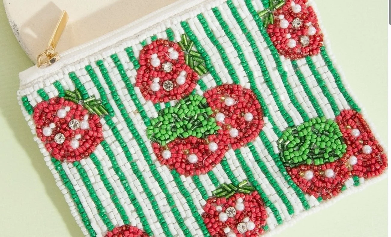 Strawberry Delight Beaded Bag
