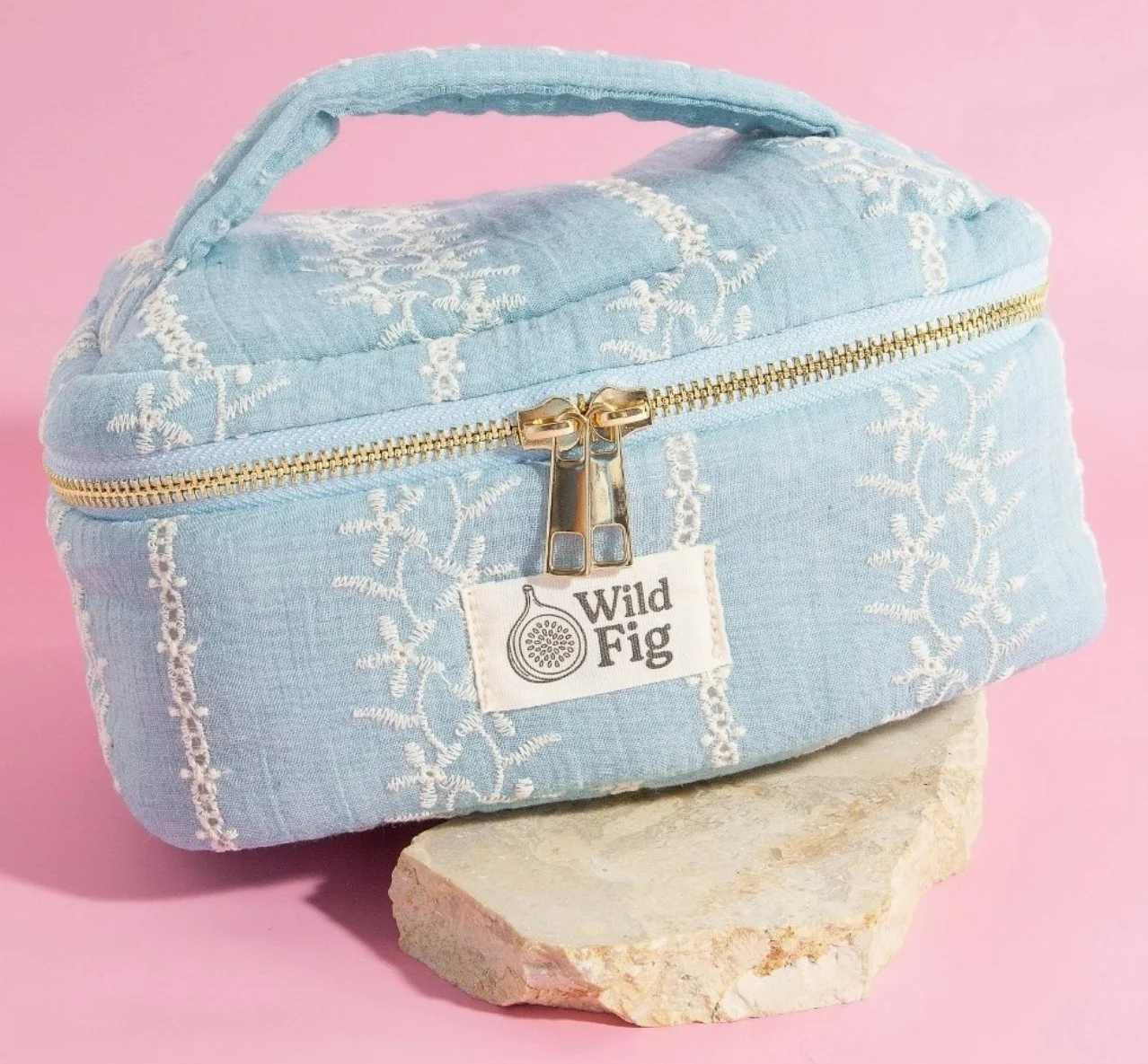 Blue Flower Vine Makeup Bag