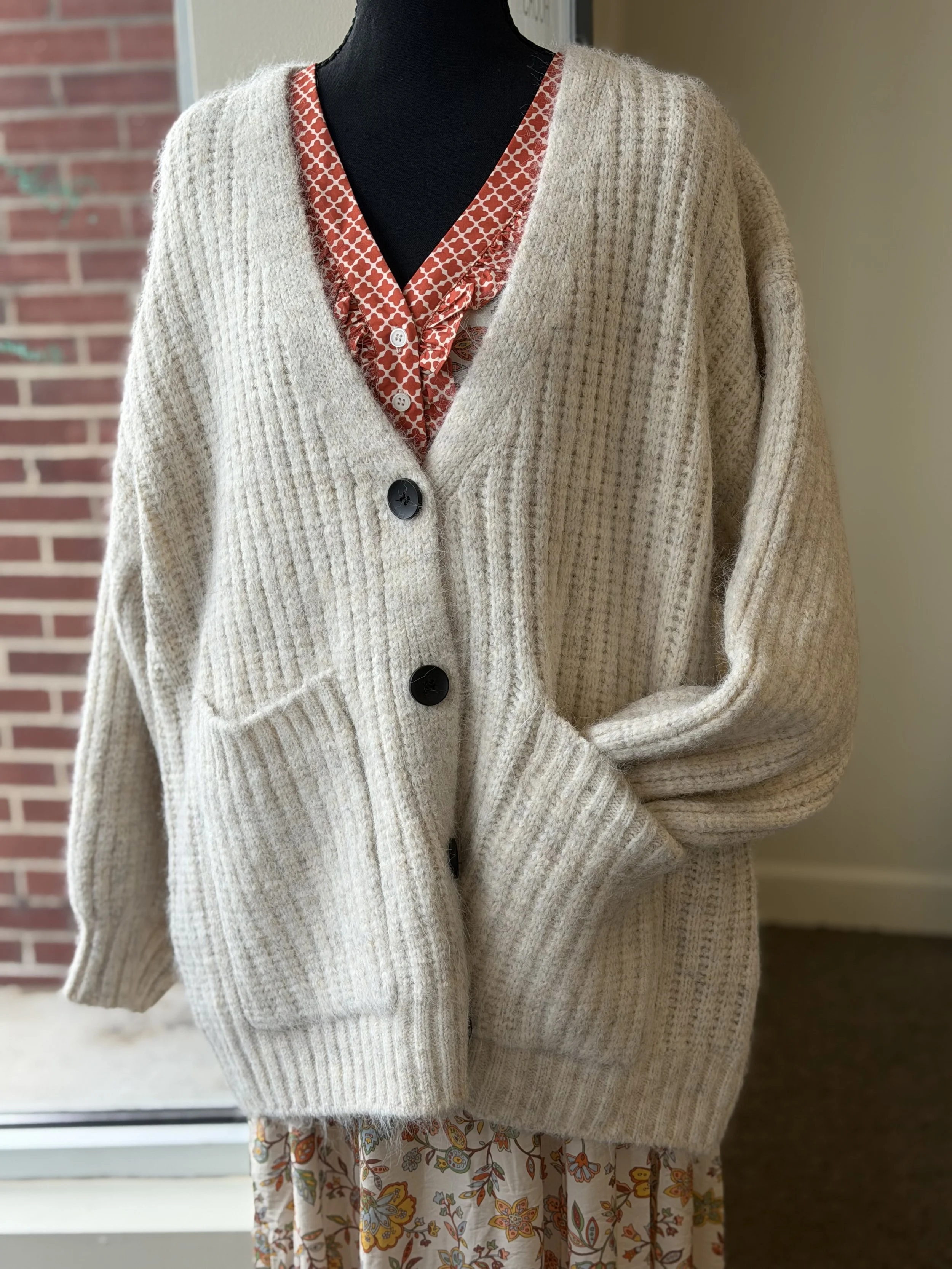 POL Oversized Ribbed Cardigan