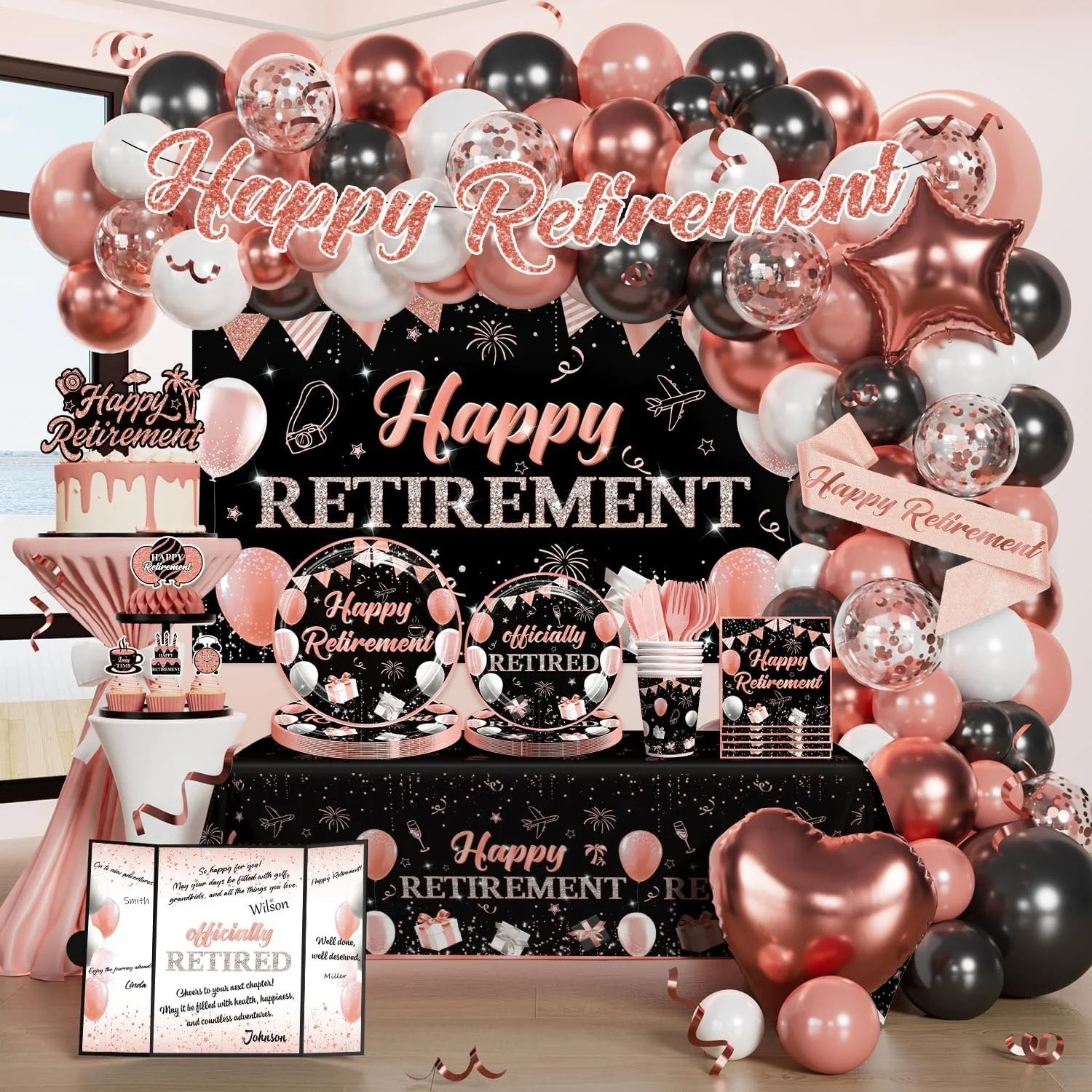 Retirement - Rose gold & black