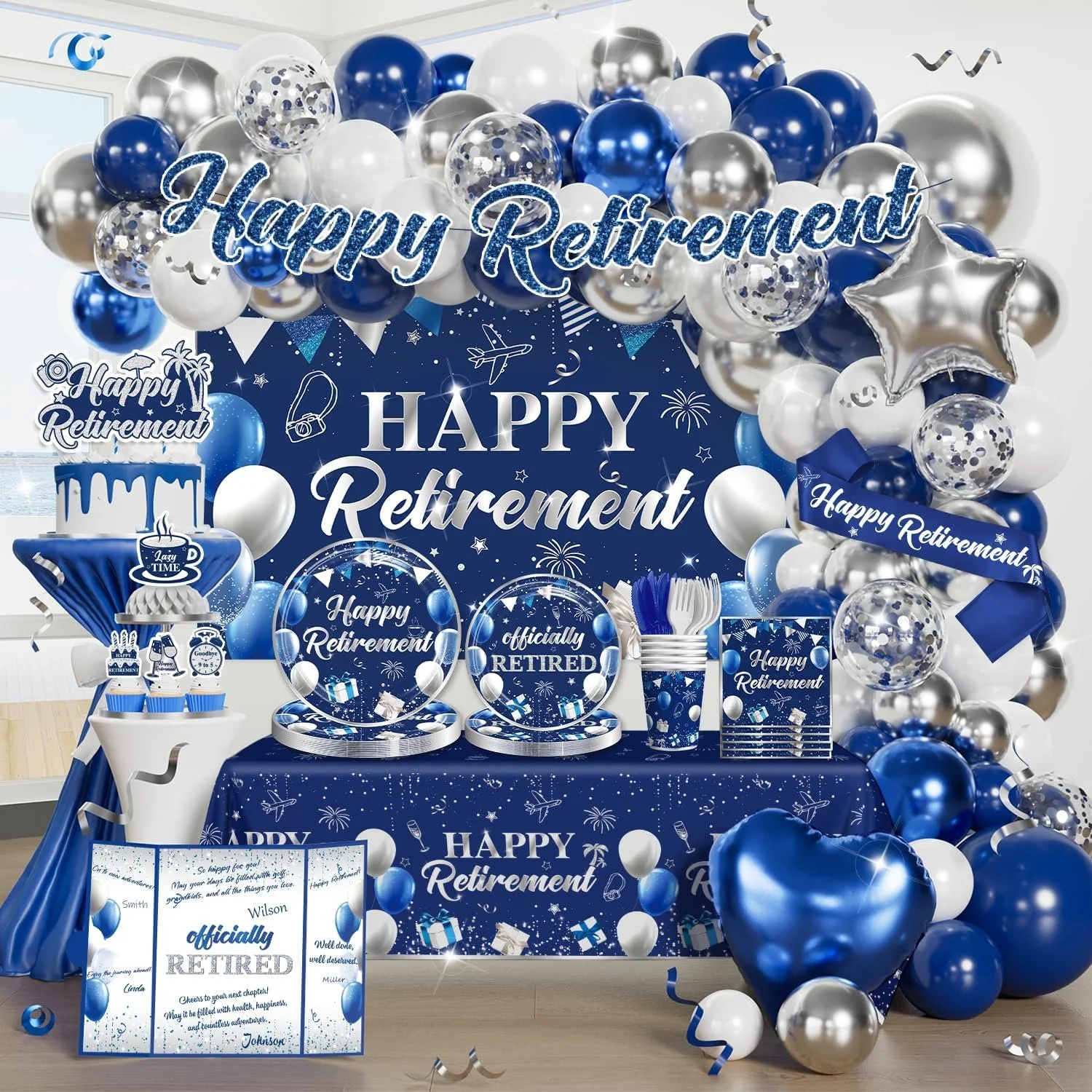 Retirement - Blue & silver