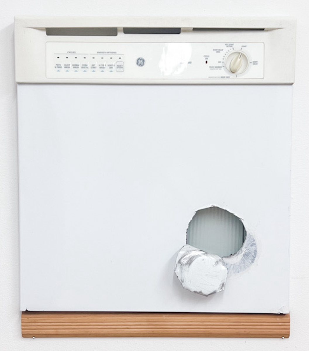 Outburst, Dishwasher door, wood trim, 2024