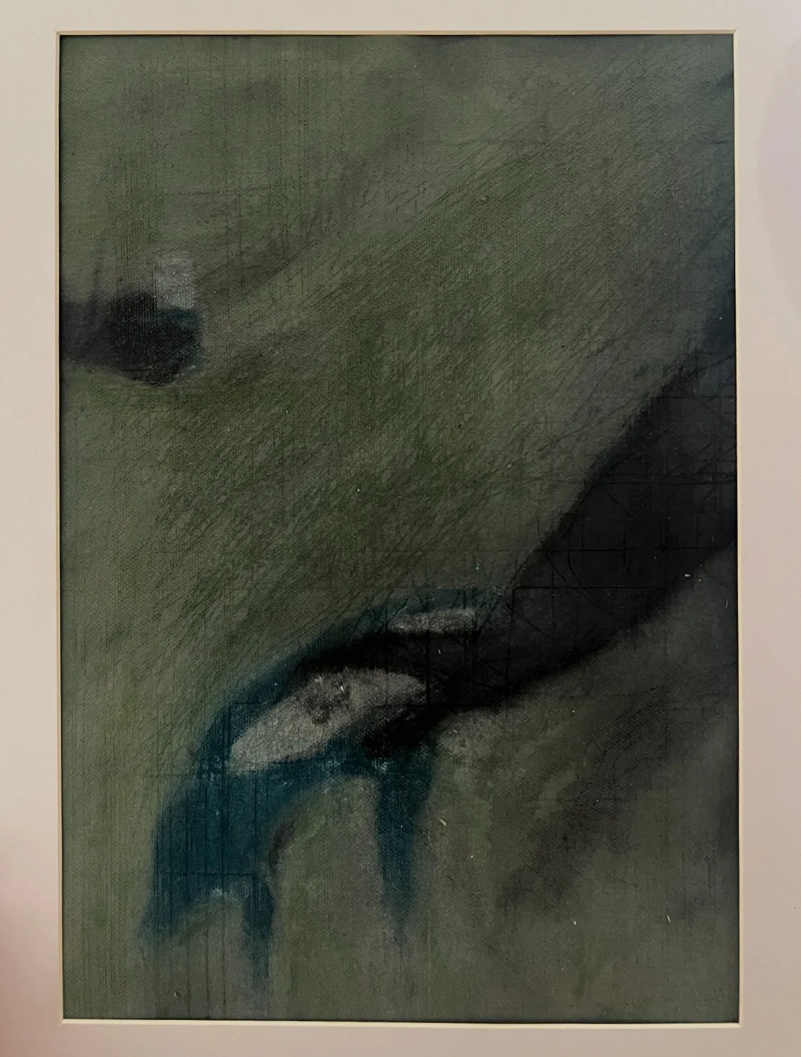 Many Ways to Spill, Oil stick, Earth pigment, walnut oil and scratchings on canvas, 8 in x 11.5 in