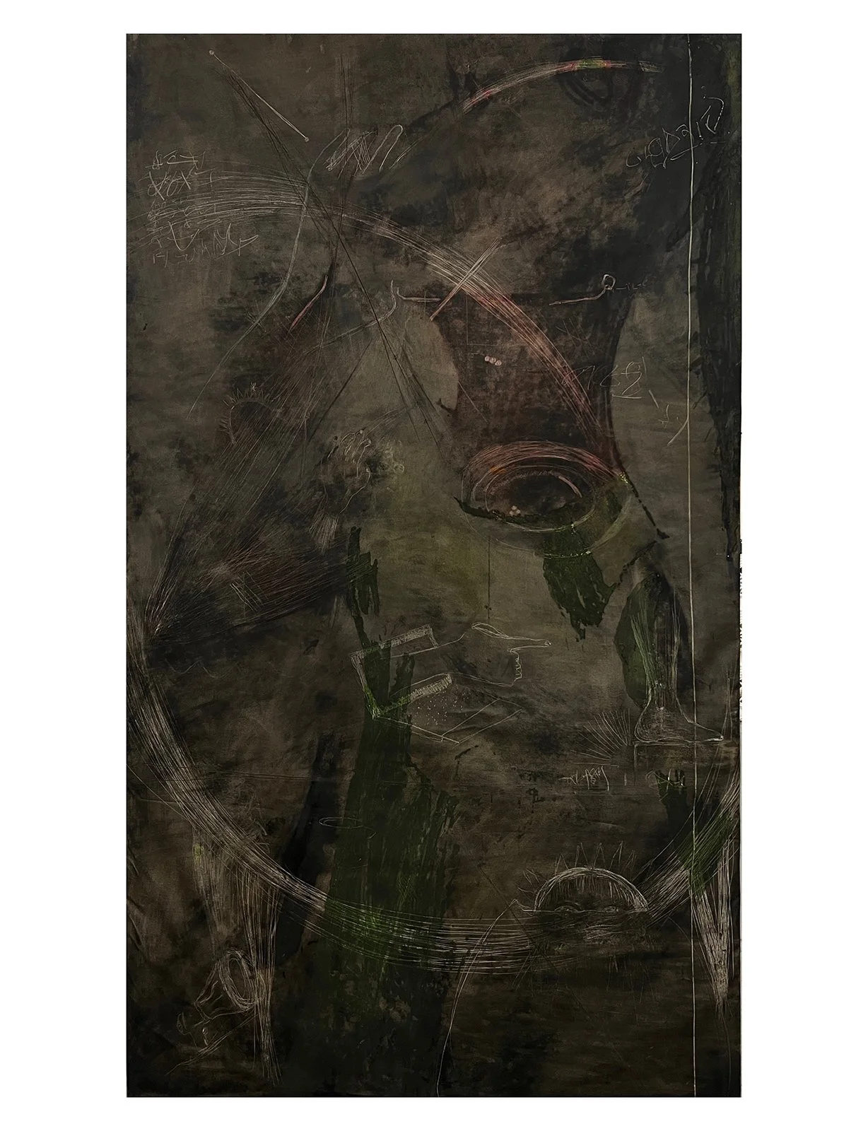 Dinner's Ready, Oil stick, Earth pigment, walnut oil and scratchings on canvas, 48 in x 84 in