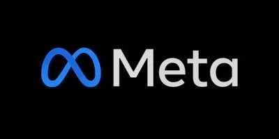 Meta logo with a black background, featuring a blue infinity symbol and the word 'Meta'.