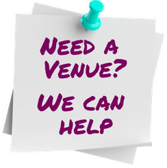 Note pinned with the message: Need a venue? We can help