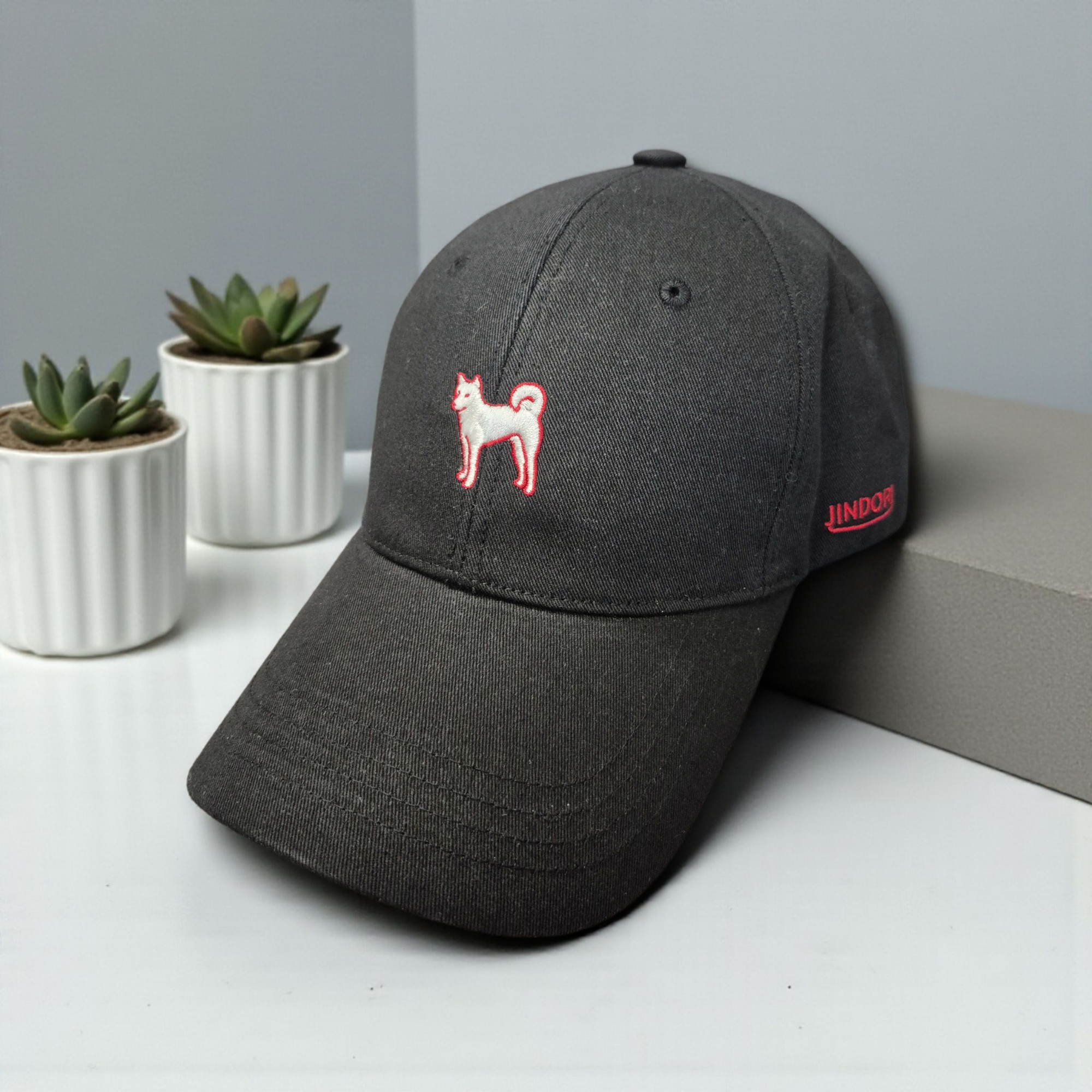 진도리(진돗개) 남여공용 프리미엄 자수 하드볼캡 (Black)
