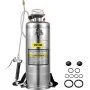 3.5Gal Stainless Steel Sprayer,l Set with 20\" Wand& Handle& 3FT Reinforced Hose, Hand Pump Sprayer with Pressure Gauge Safety Valve, Adjustable Nozzle