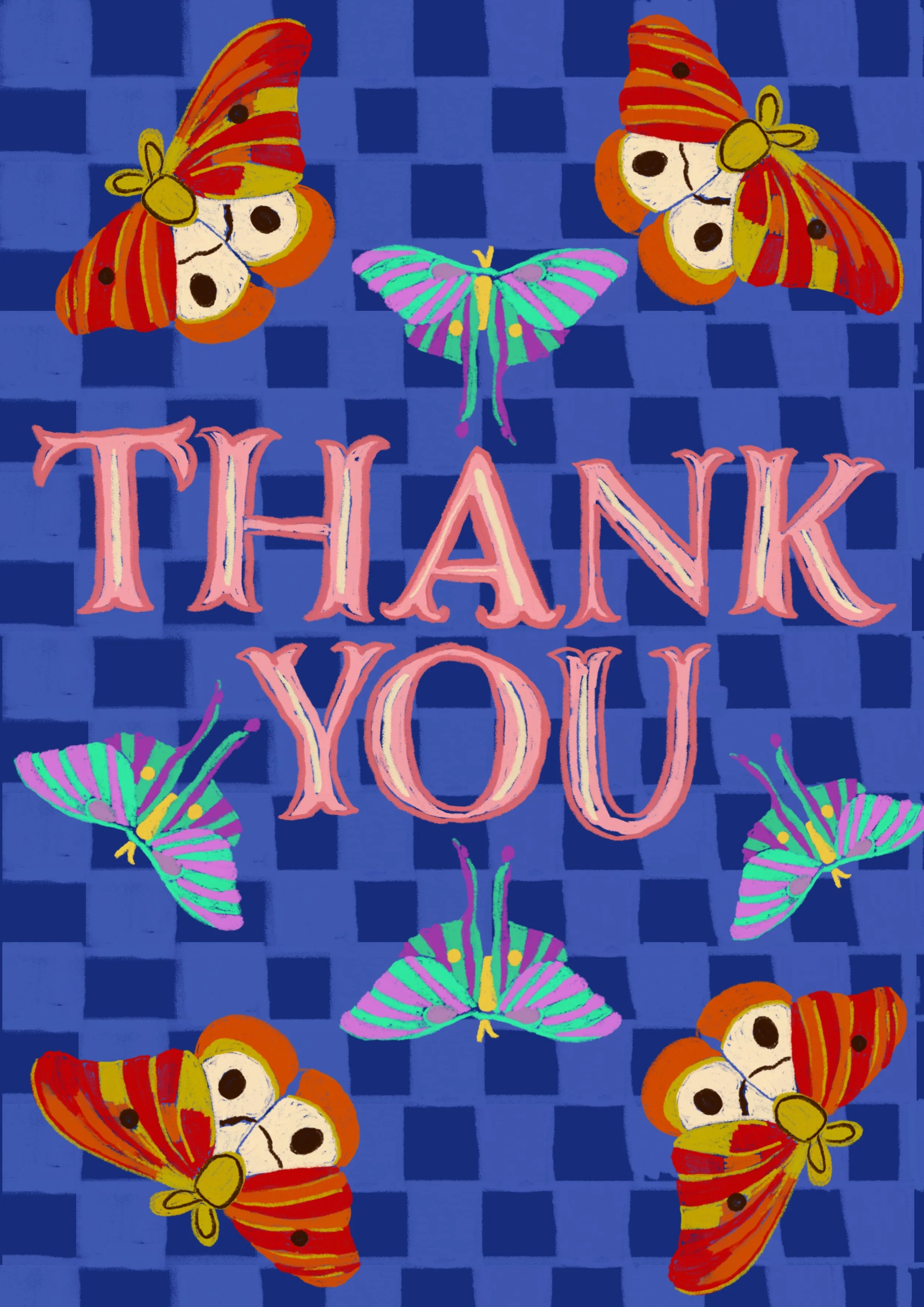 A moth thank you card