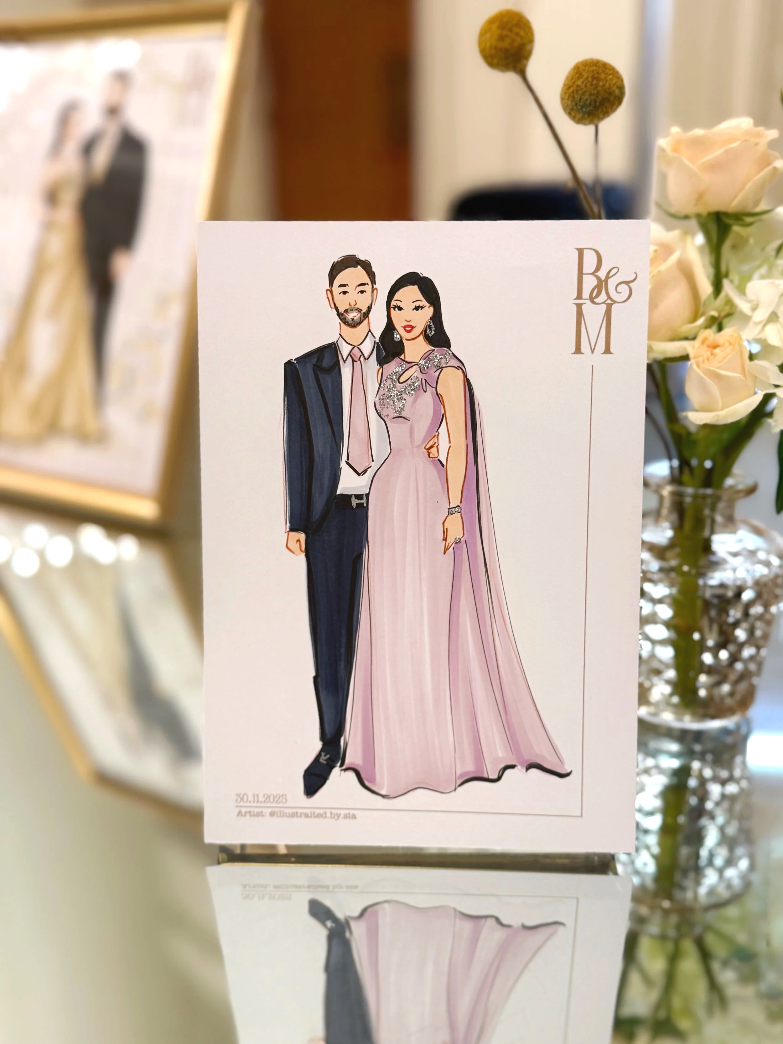 Wedding guest portrait illustration