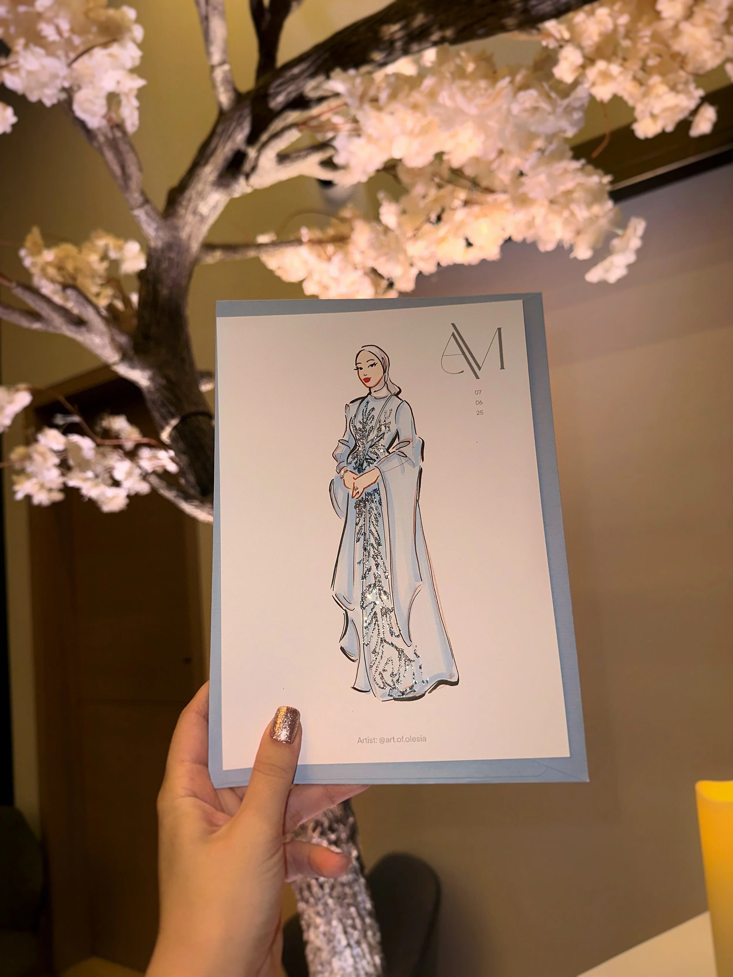 Wedding guest portrait illustration