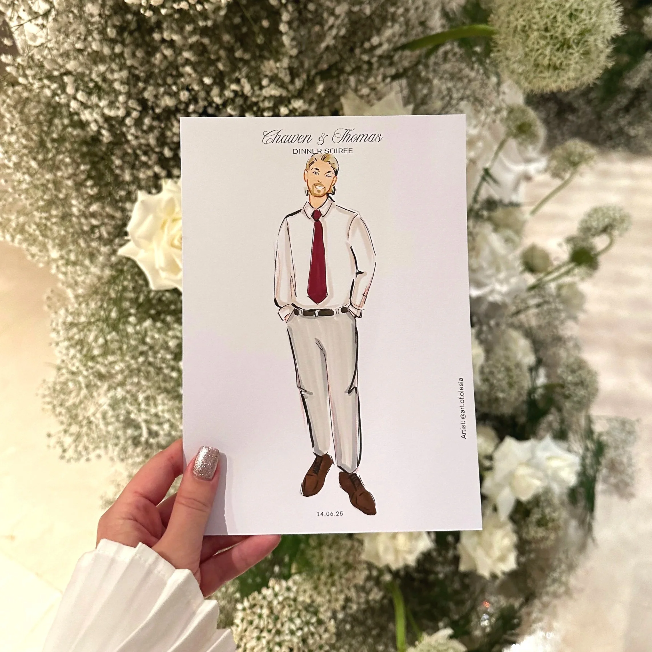 Wedding guest portrait illustration
