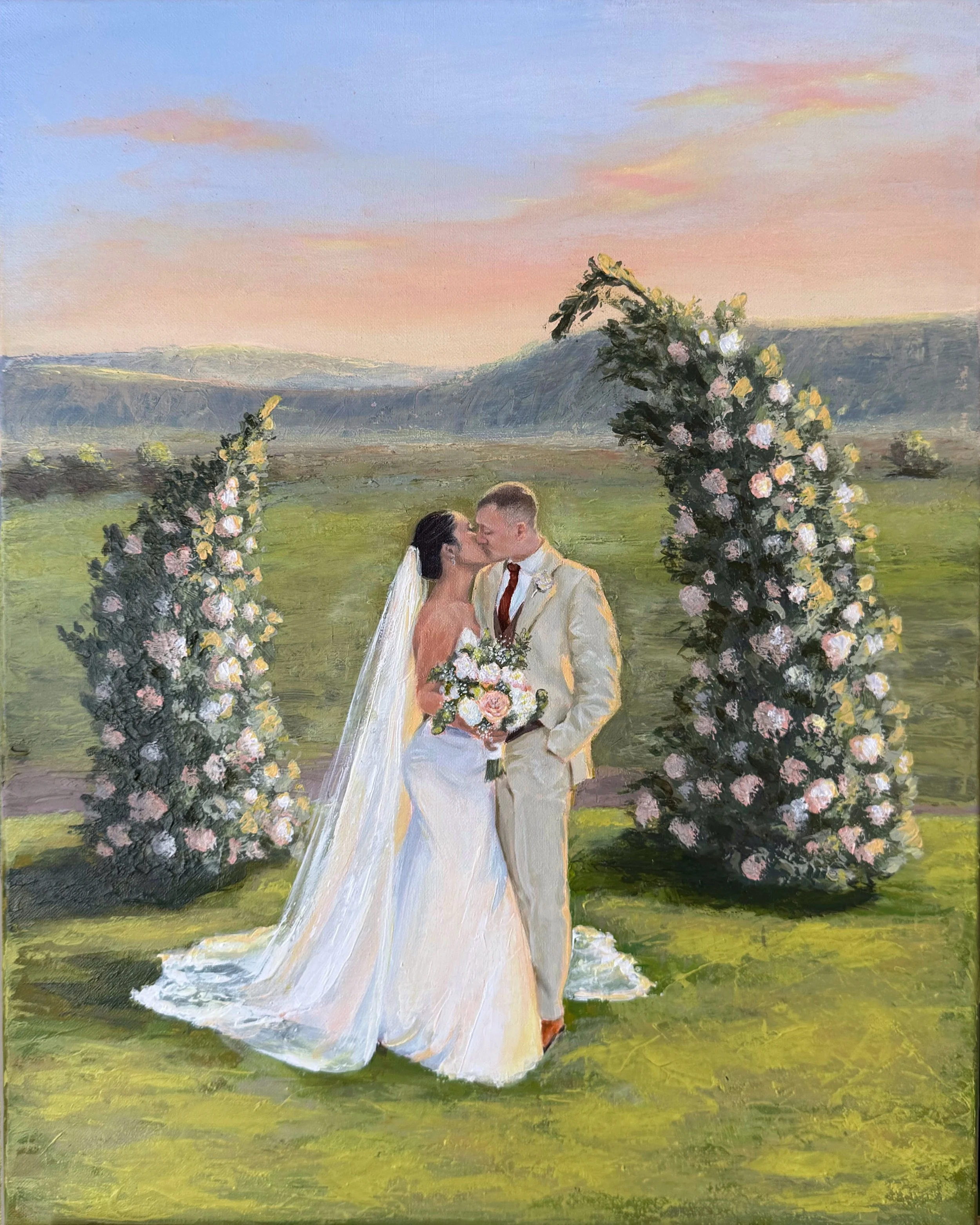 Live wedding painting for bride and groom