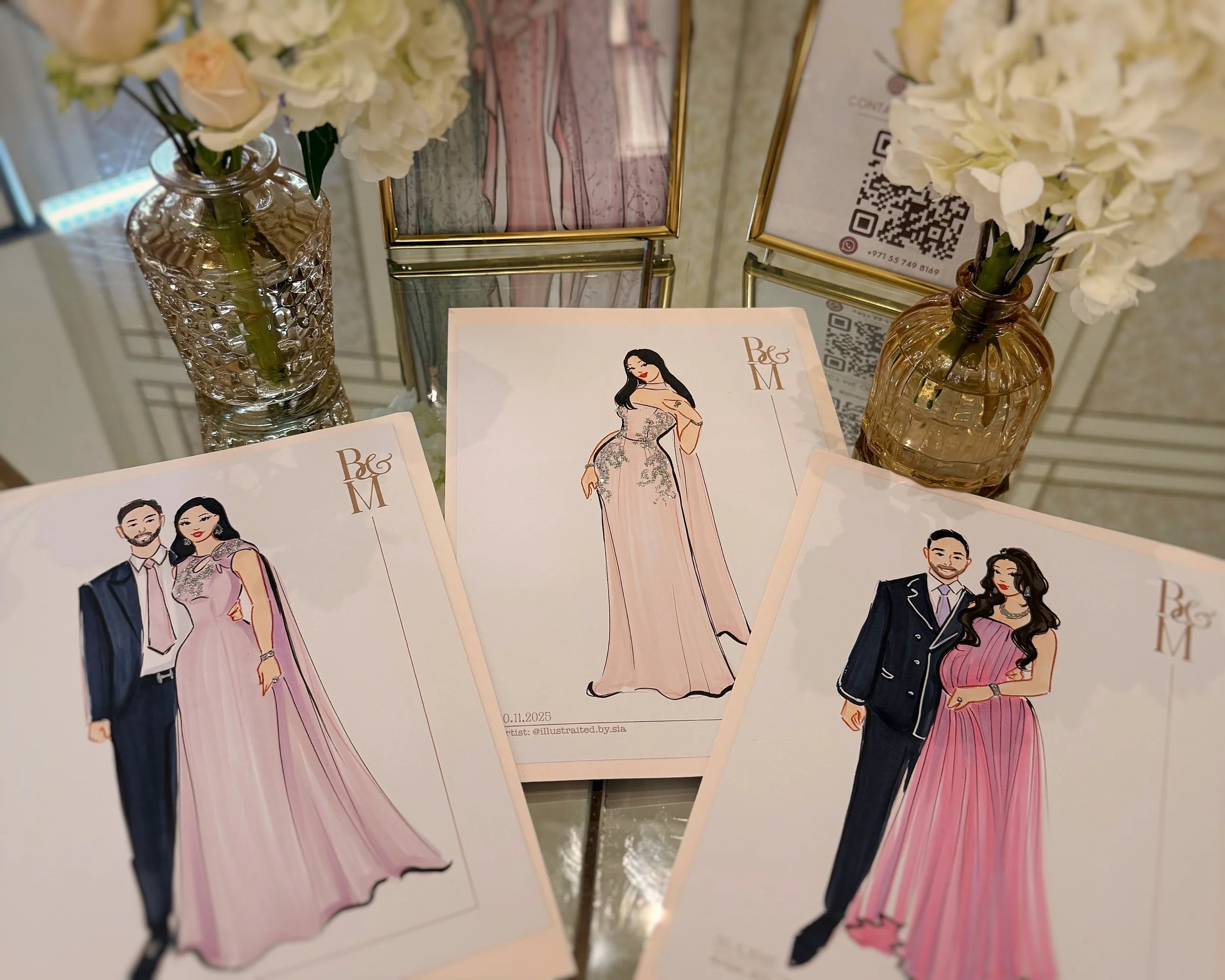 Wedding guest portrait illustration