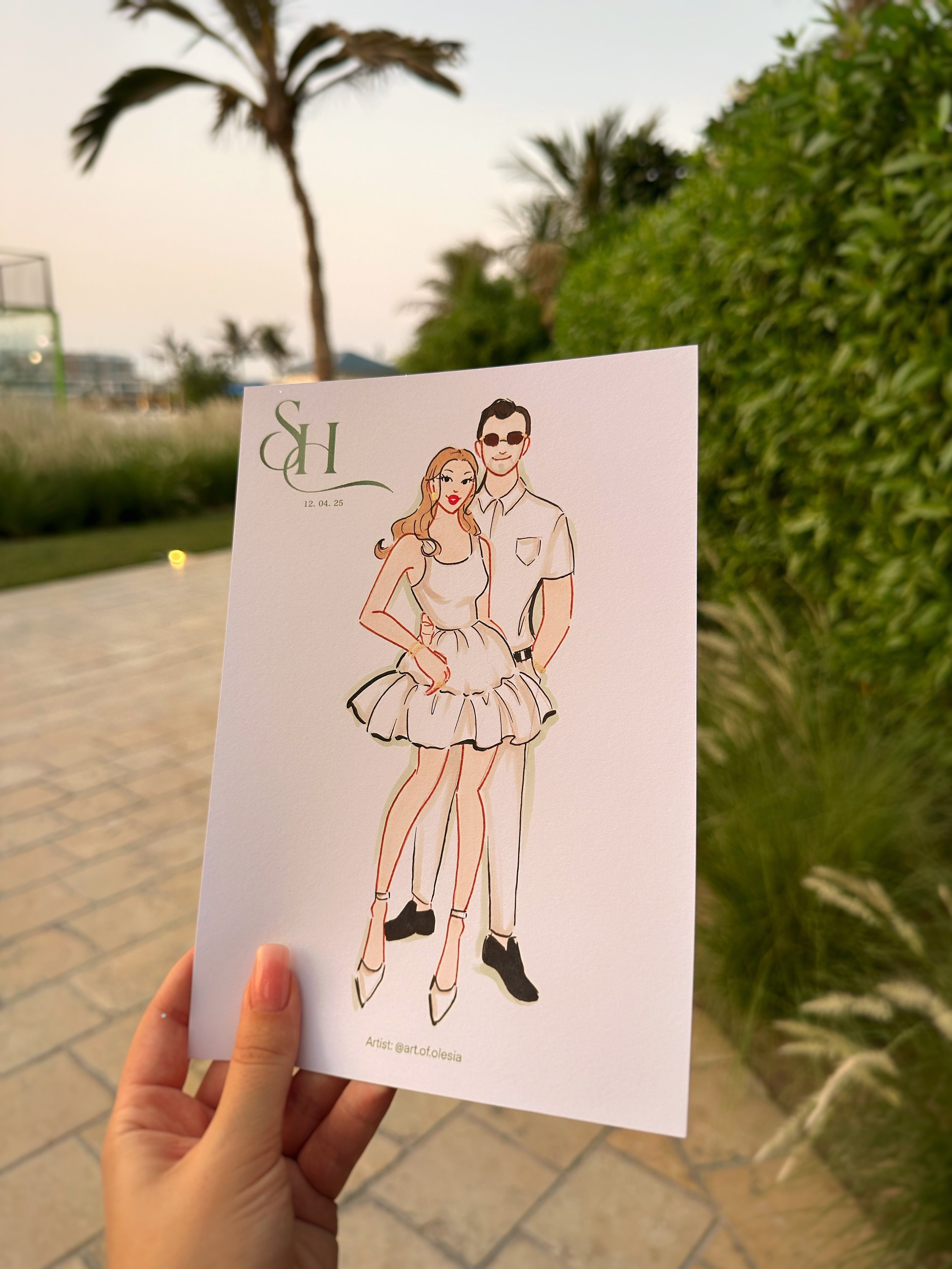 Wedding guests Illustration of a couple standing close together.
