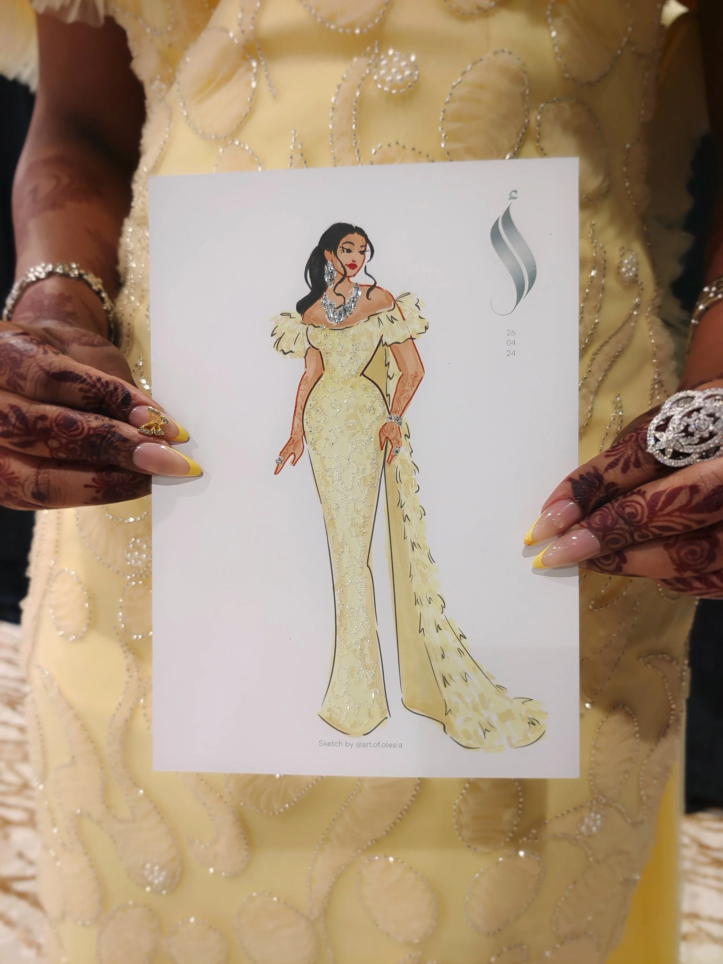 Wedding guest portrait illustration