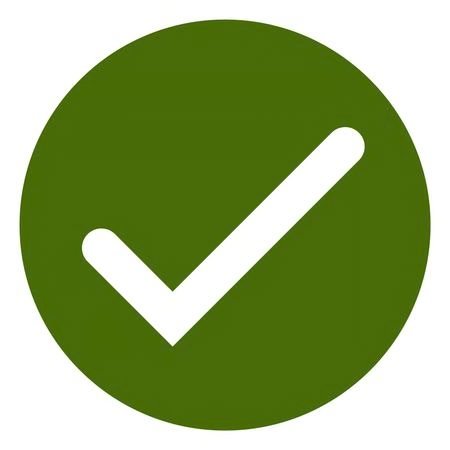 Green circular icon with a white check mark in the center.