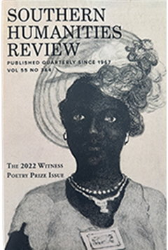 Cover of Southern Humanities Review magazine featuring a black woman with curly hair, pearl necklace, and a name tag