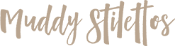 Logo with the text 'Muddy Stilettos' in cursive font