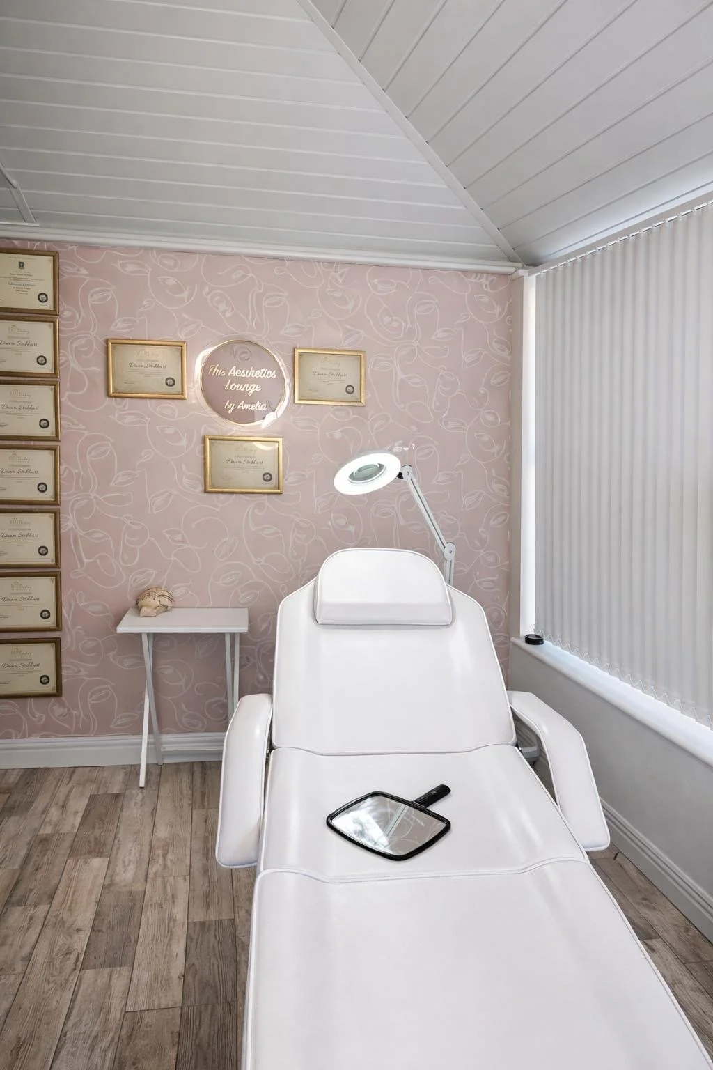 Bright, clean aesthetics treatment room at a medical clinic in Mexborough, South Yorkshire, set up and ready for a client appointment