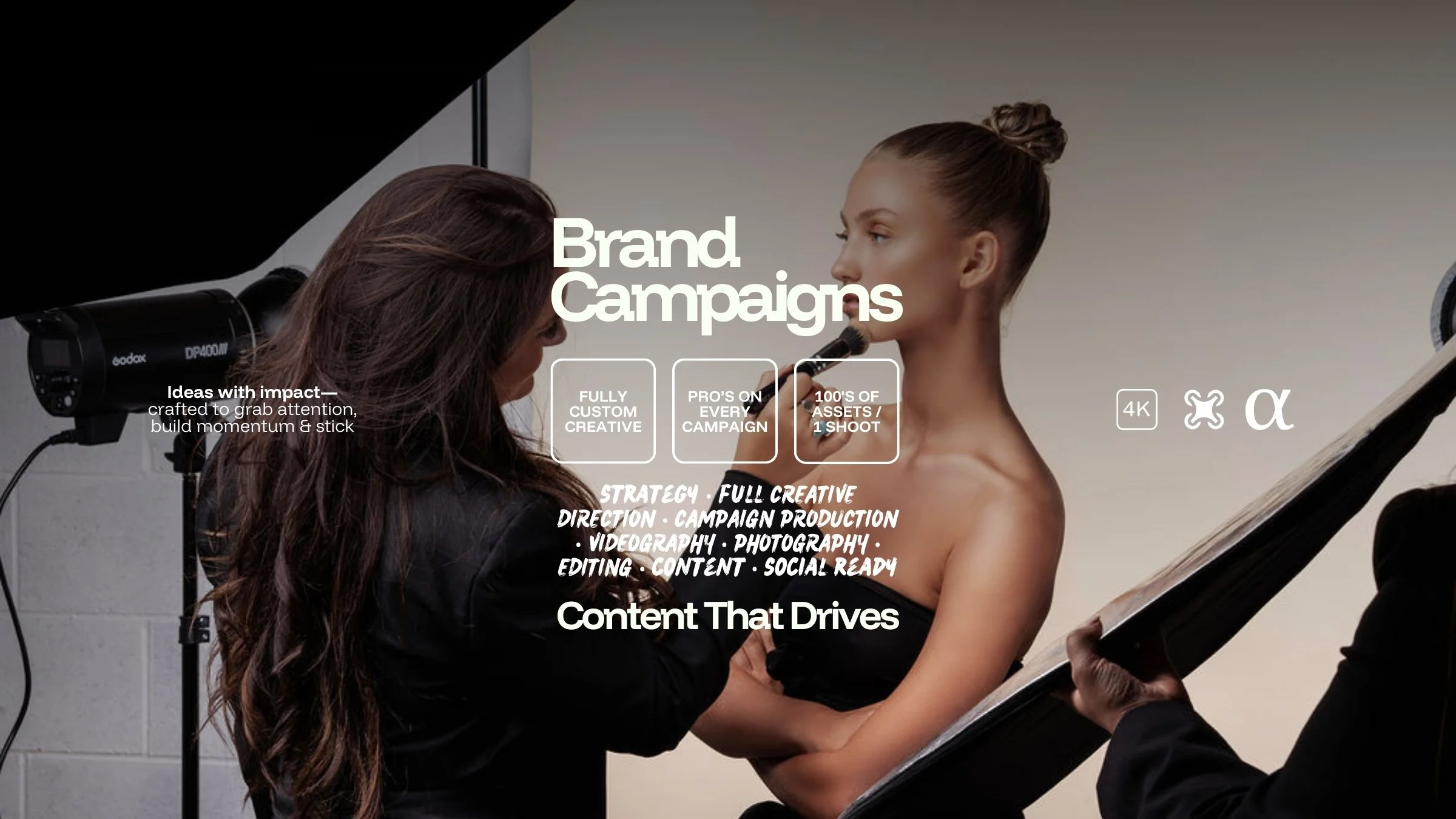 A image from a cinematic brand campaign video production by Made by UNO creative agency - with text overlayed promoting their campaign production & branding services