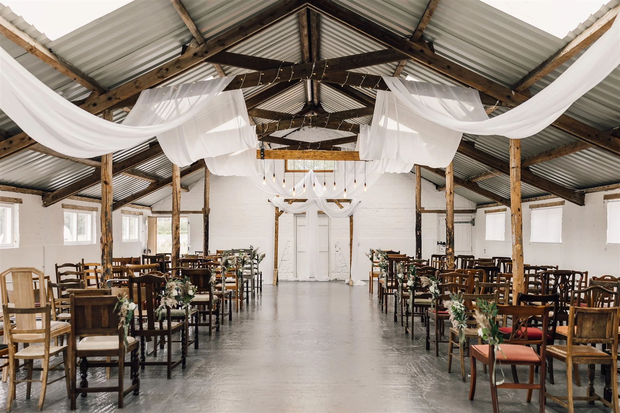 Inside Ceremony Room at White Syke Fields Wedding Barn