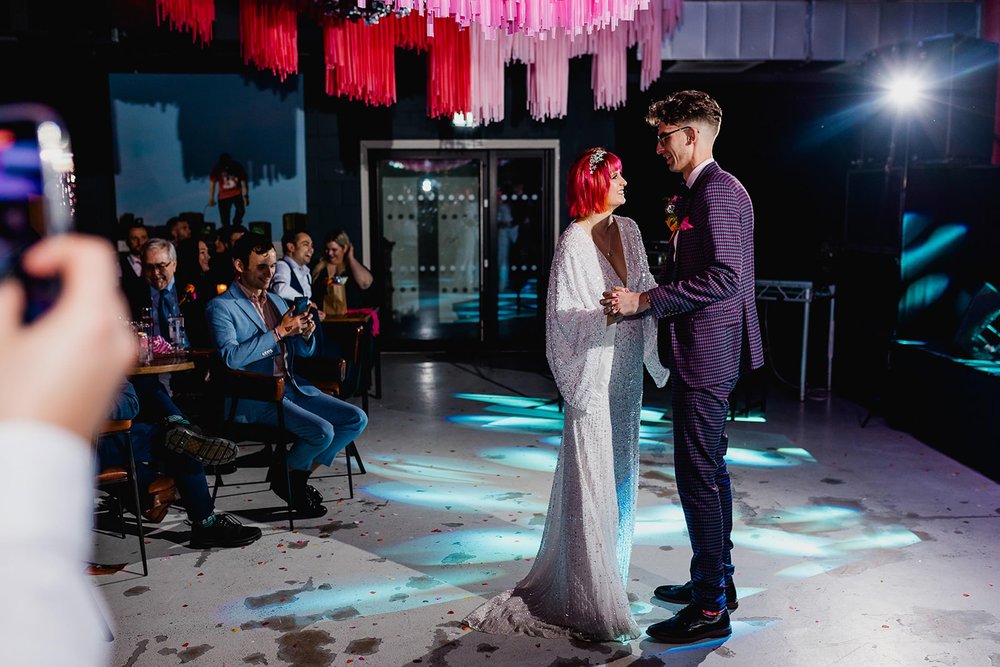 Amy and Callum sharing their first dance at Social in Hull