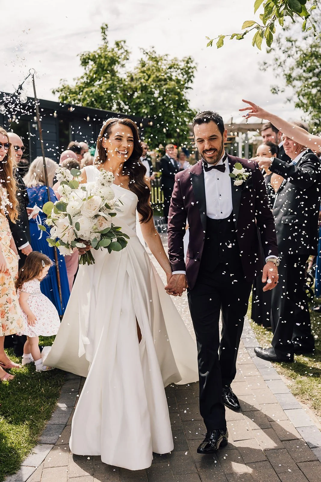 Brad laughing with the celebrant before the wedding ceremony