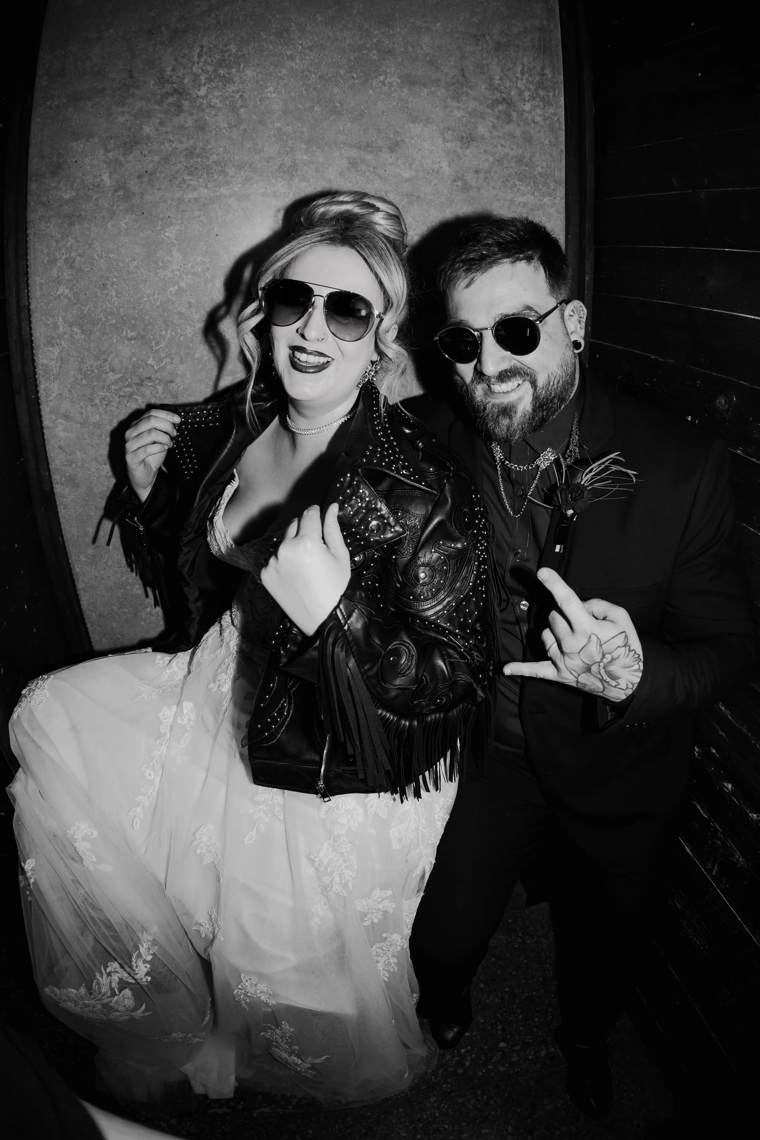 Candid alternative wedding couple moment at Church Temple of Fun Sheffield