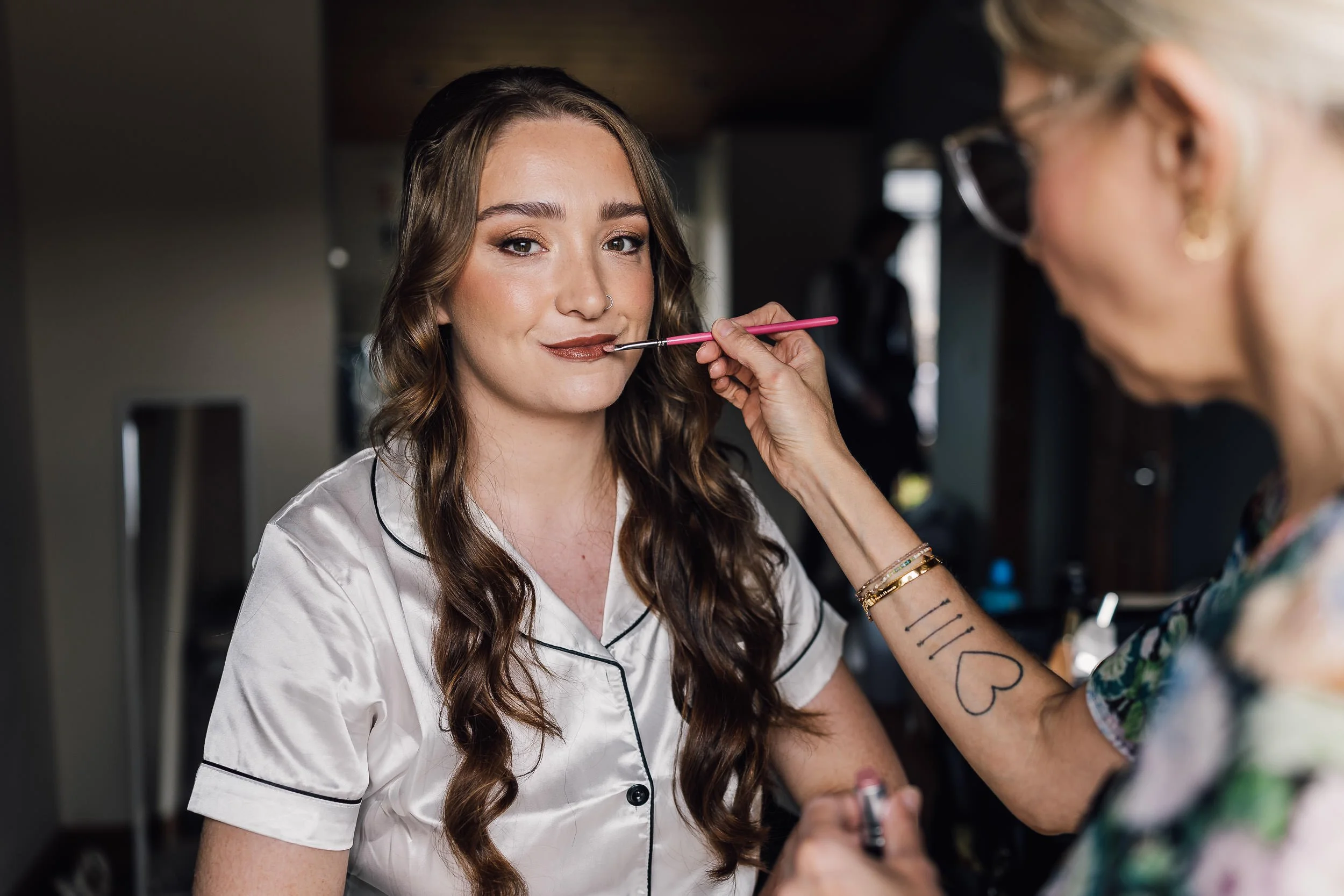 Bride at Bridal Prep getting makeup done