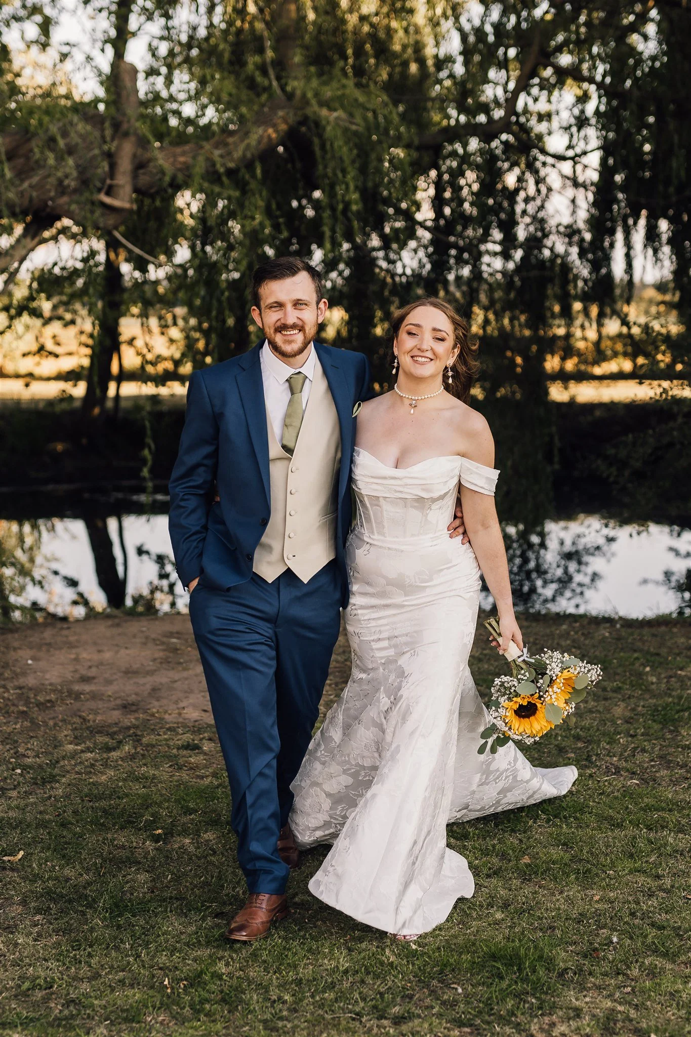 Bride and groom at lake White Syke Fields