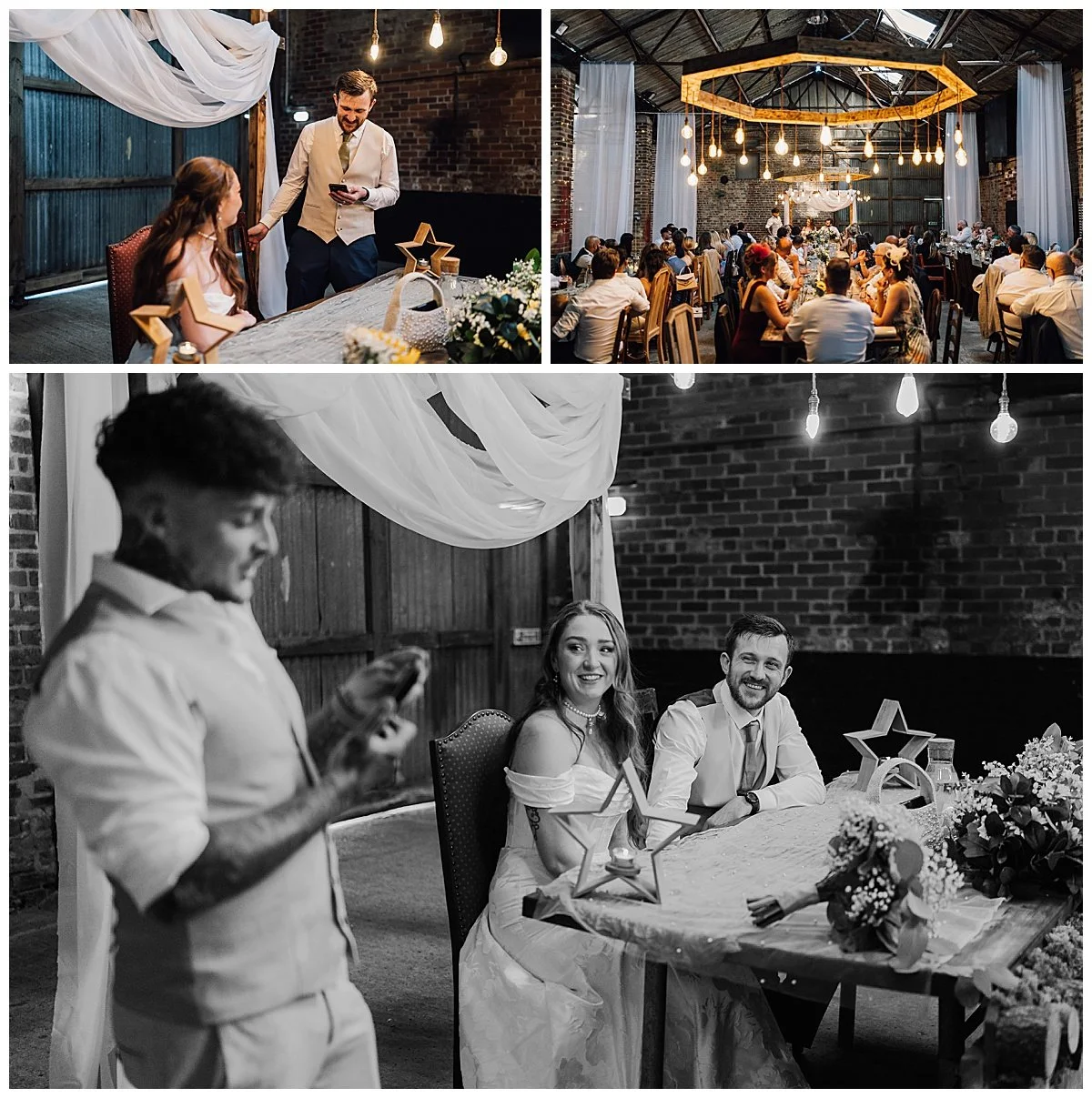 Wedding Speeches inside Barn at White Sykes Fields