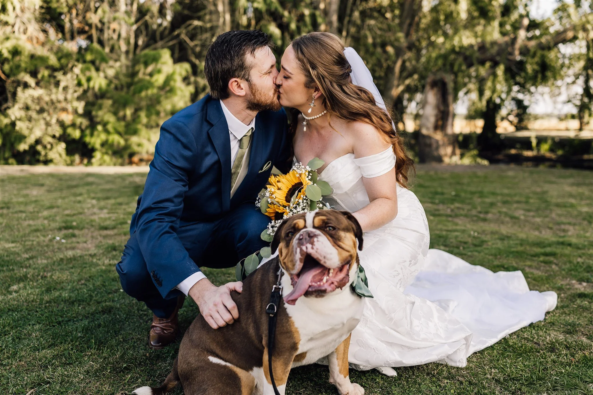 Bride, Groom and Dog at Lake White Syke Fields