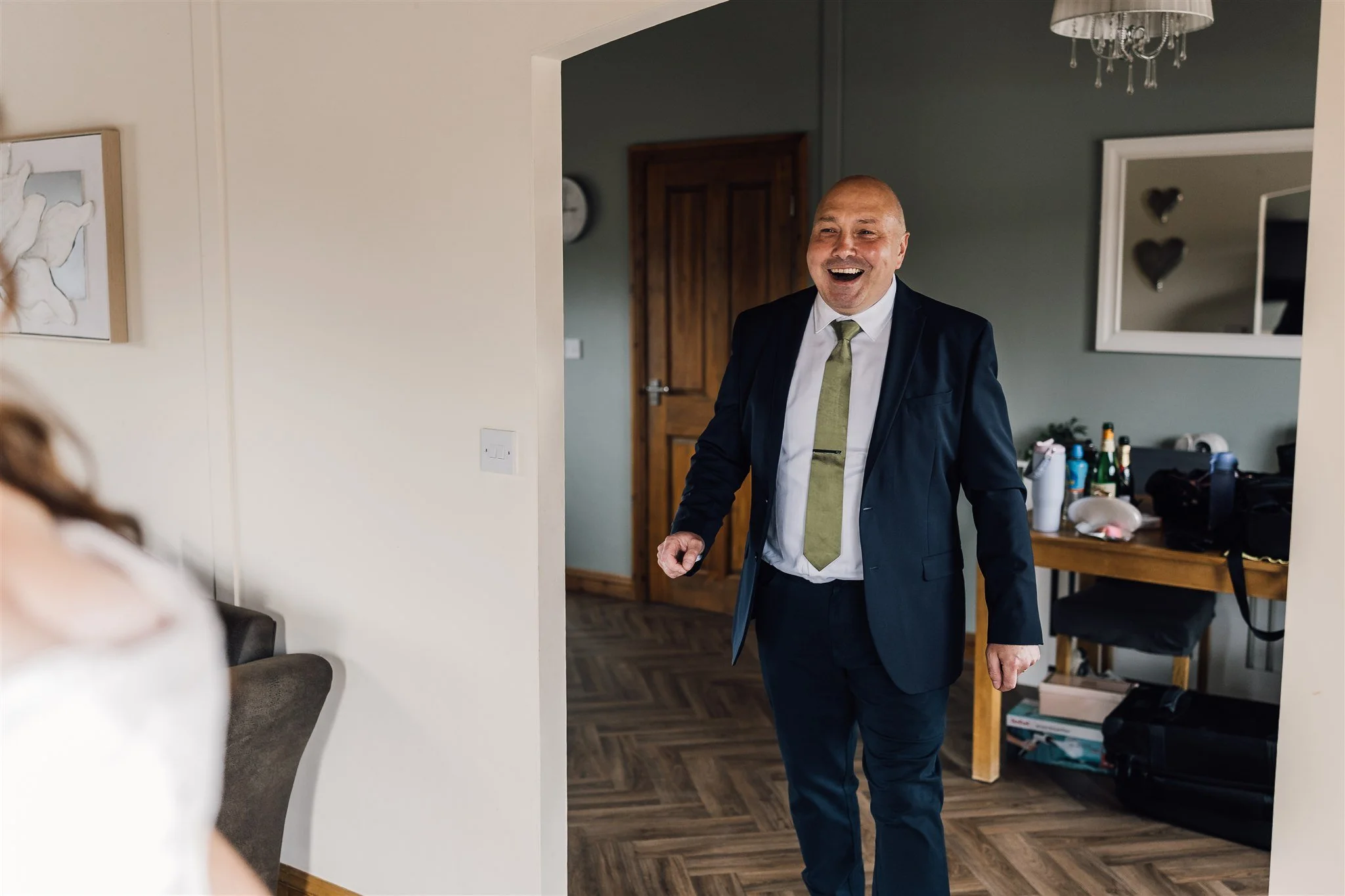 Dad reacting to first look with bride