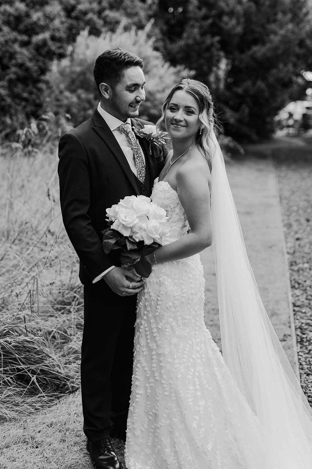 Black and white portrait of Charlotte and Rory