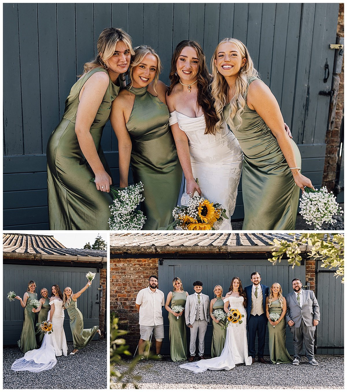 Bridal Party Photos outdoors on Barn/ Farm