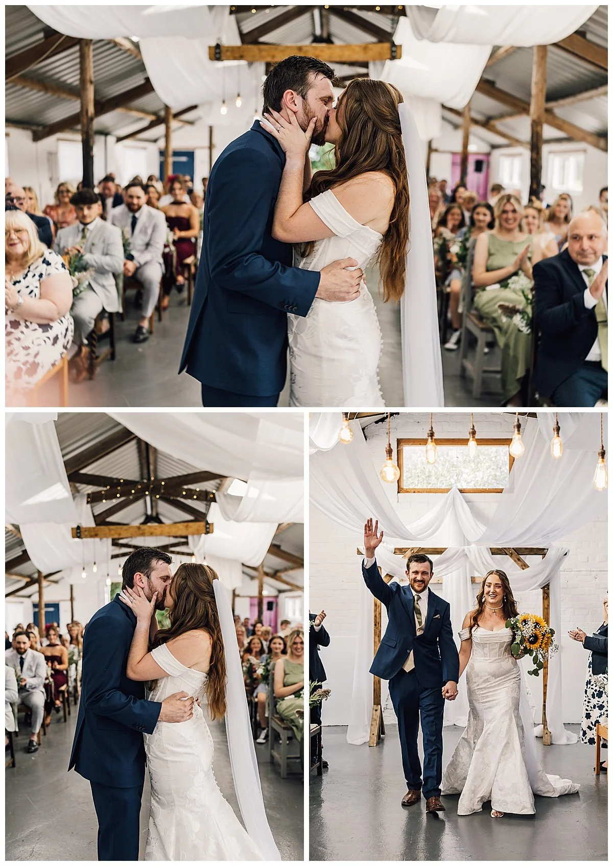 Bride and Groom First Kiss at White Sykes Fields