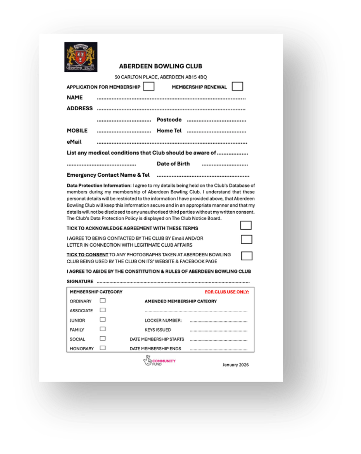 An image of the Membership Application Form.