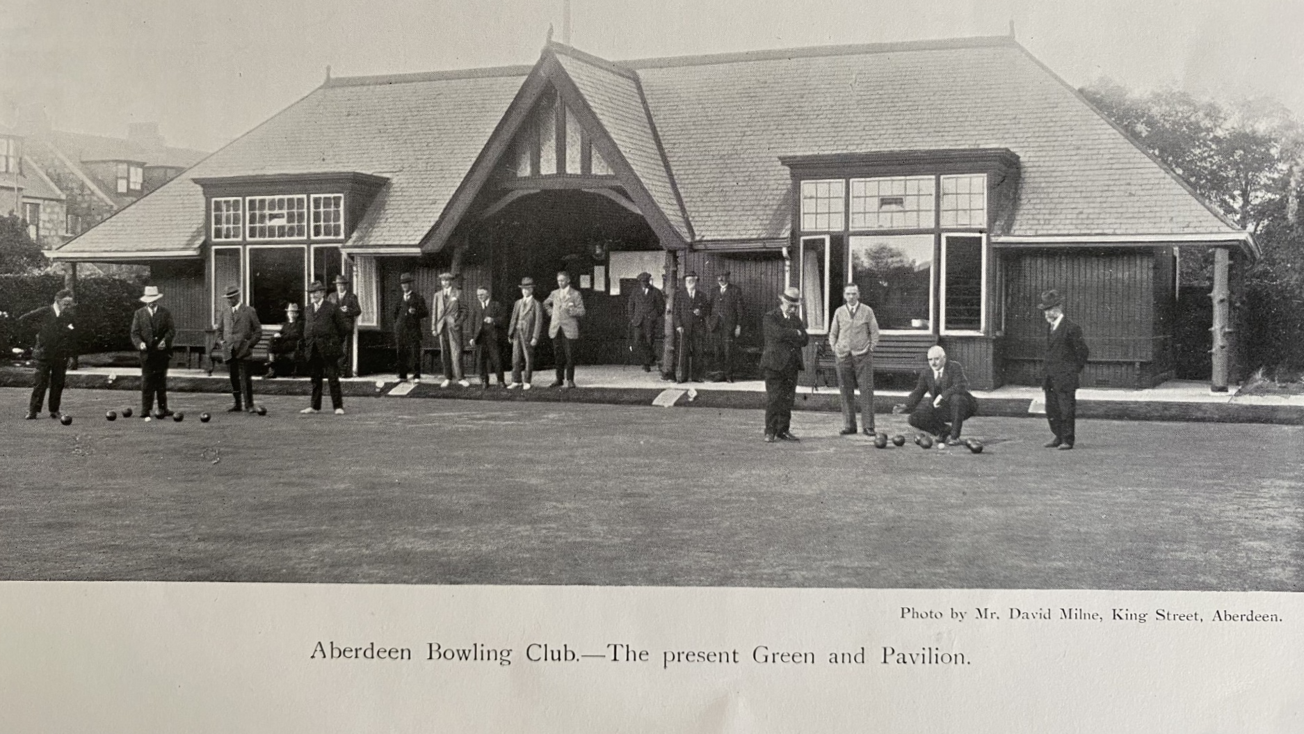 Historical image of Aberdeen Bowling Club Green and Pavilion.