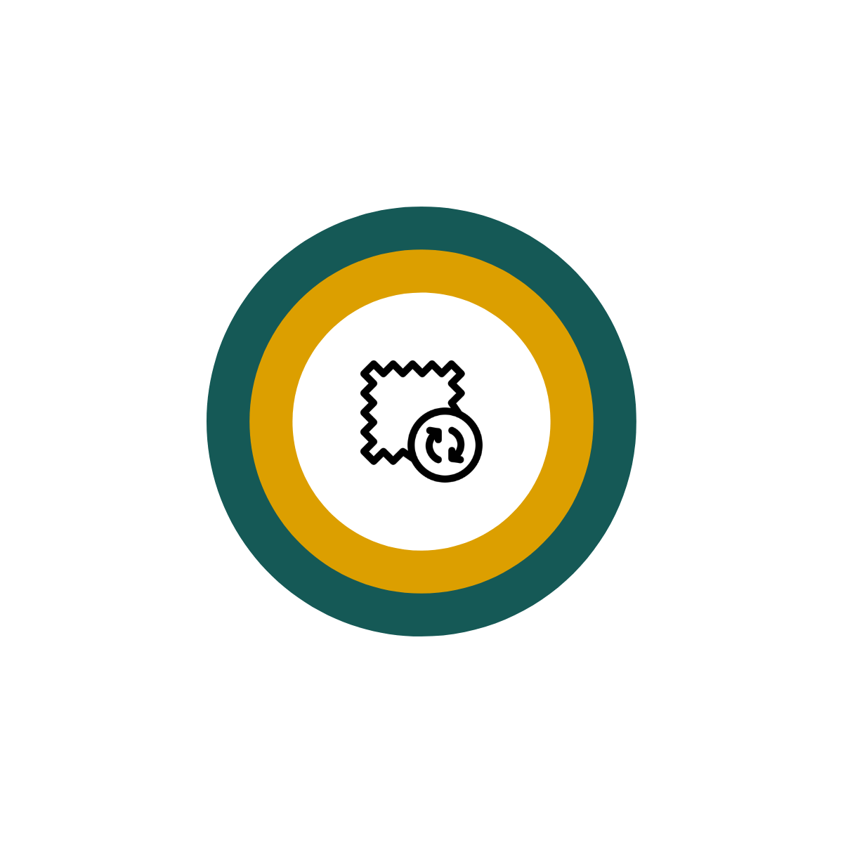 Icon of a cloth with arrows and a refresh symbol indicating cleaning or refresh.