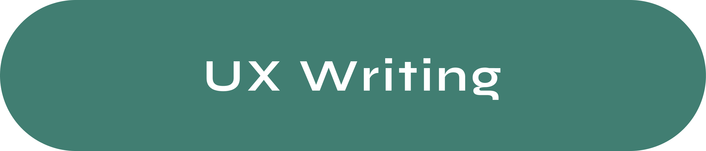 Rounded green button with white text that reads 'UX Writing'.