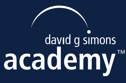 Logo de l'Academy de David G. Simons avec un arc et une petite sphère