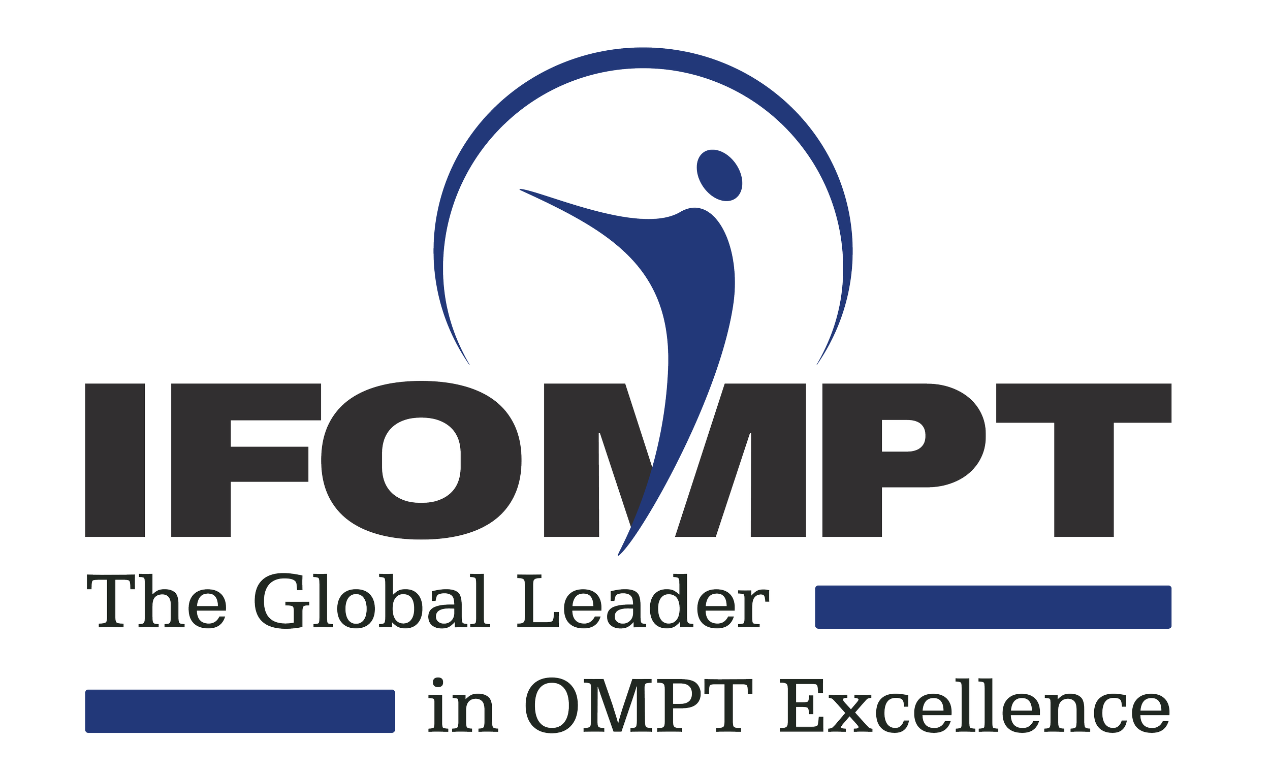 Logo d'IOMPT, avec une plume stylisée dans un cercle et le texte "The Global Leader in OMPT Excellence".