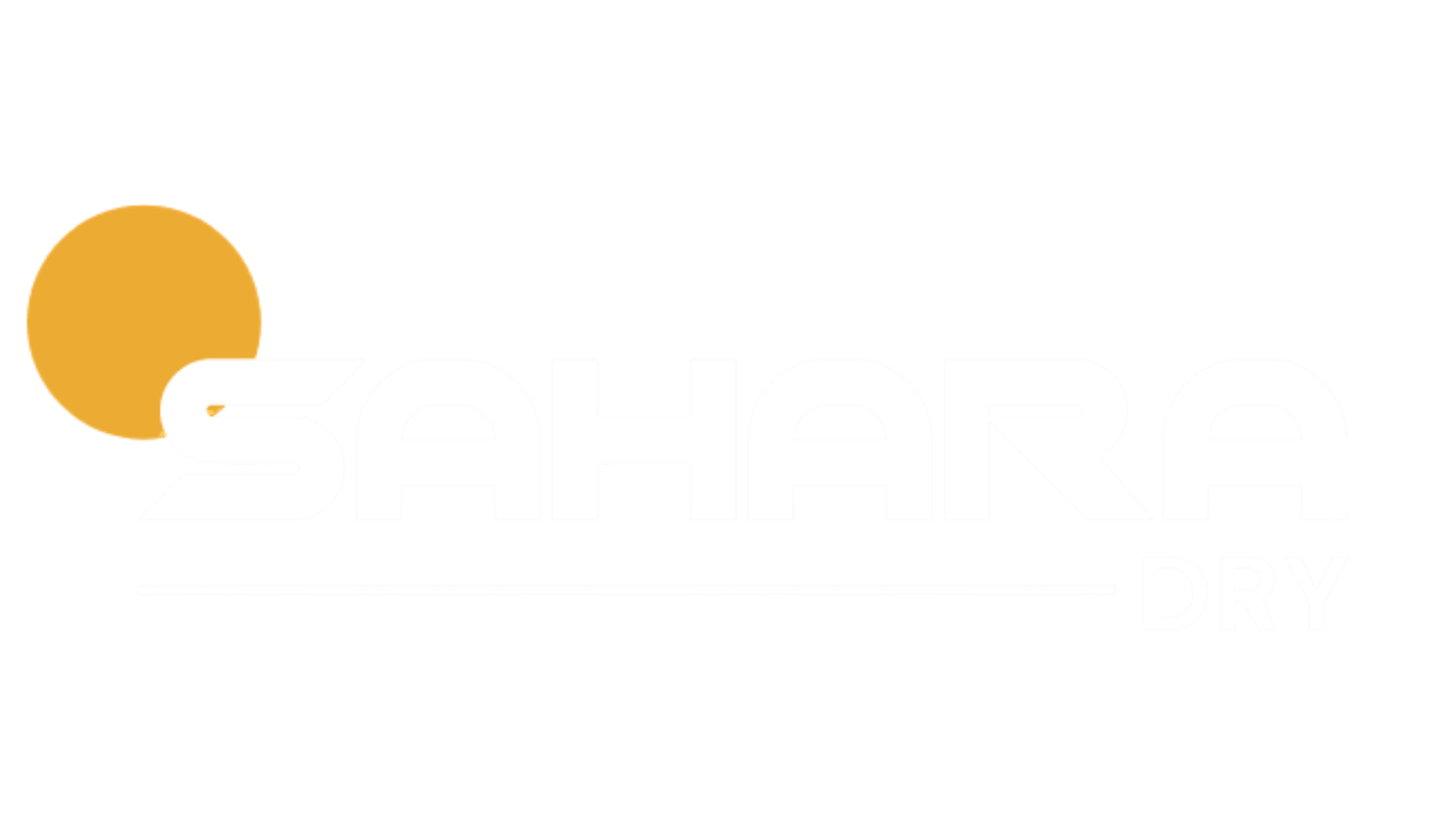 Logo of Sahara Dry with a yellow circle and stylized white text