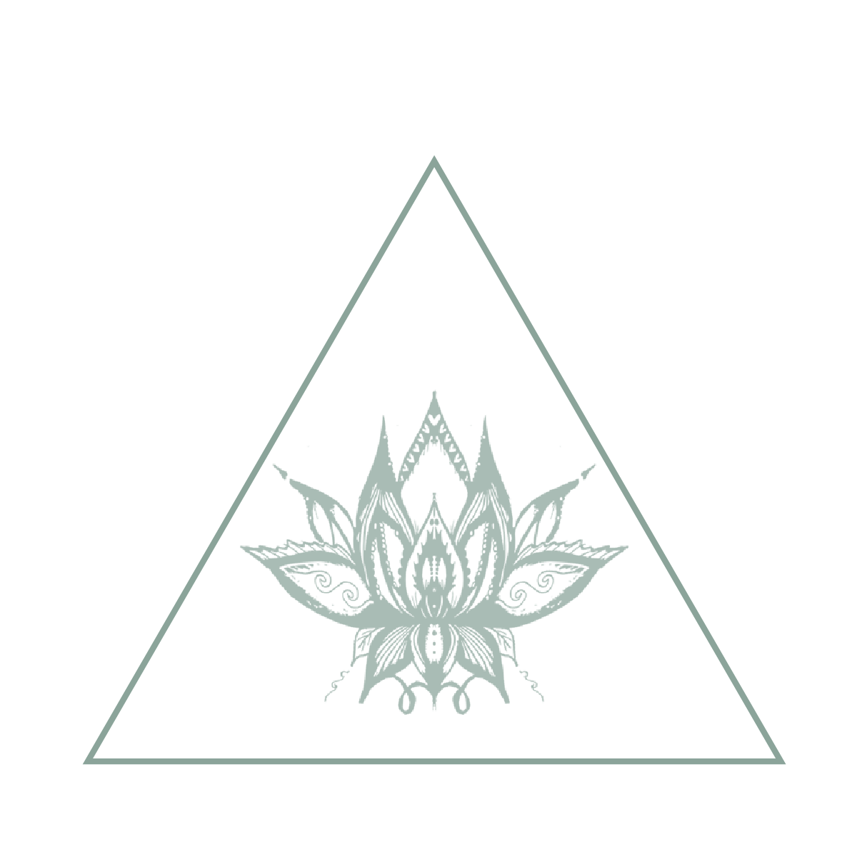 Light green geometric triangle with a detailed leaf and floral design inside, on a transparent background.