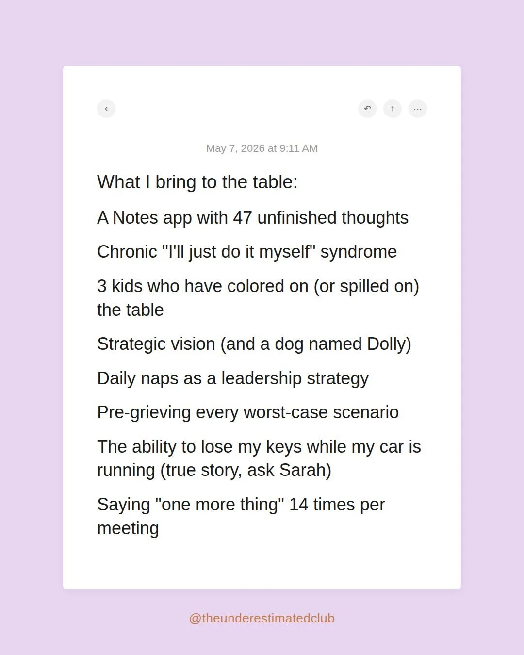 What we bring to the table 🍽️

Running businesses, raising humans, hosting a podcast, and somehow still losing our keys (Alex) and sending voice notes in a language only she speaks (Sarah).

Tell us yours in the comments, we know you&rsquo;ve got a 