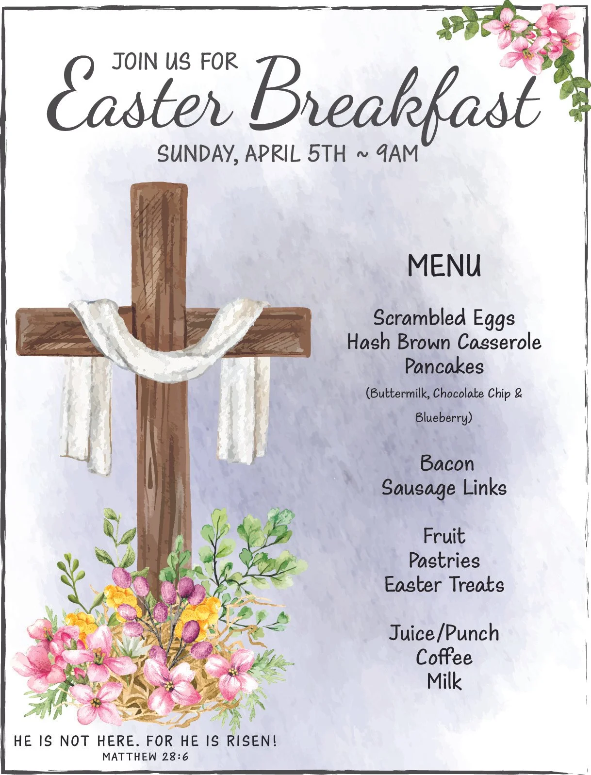 church Easter Breakfast flyer
