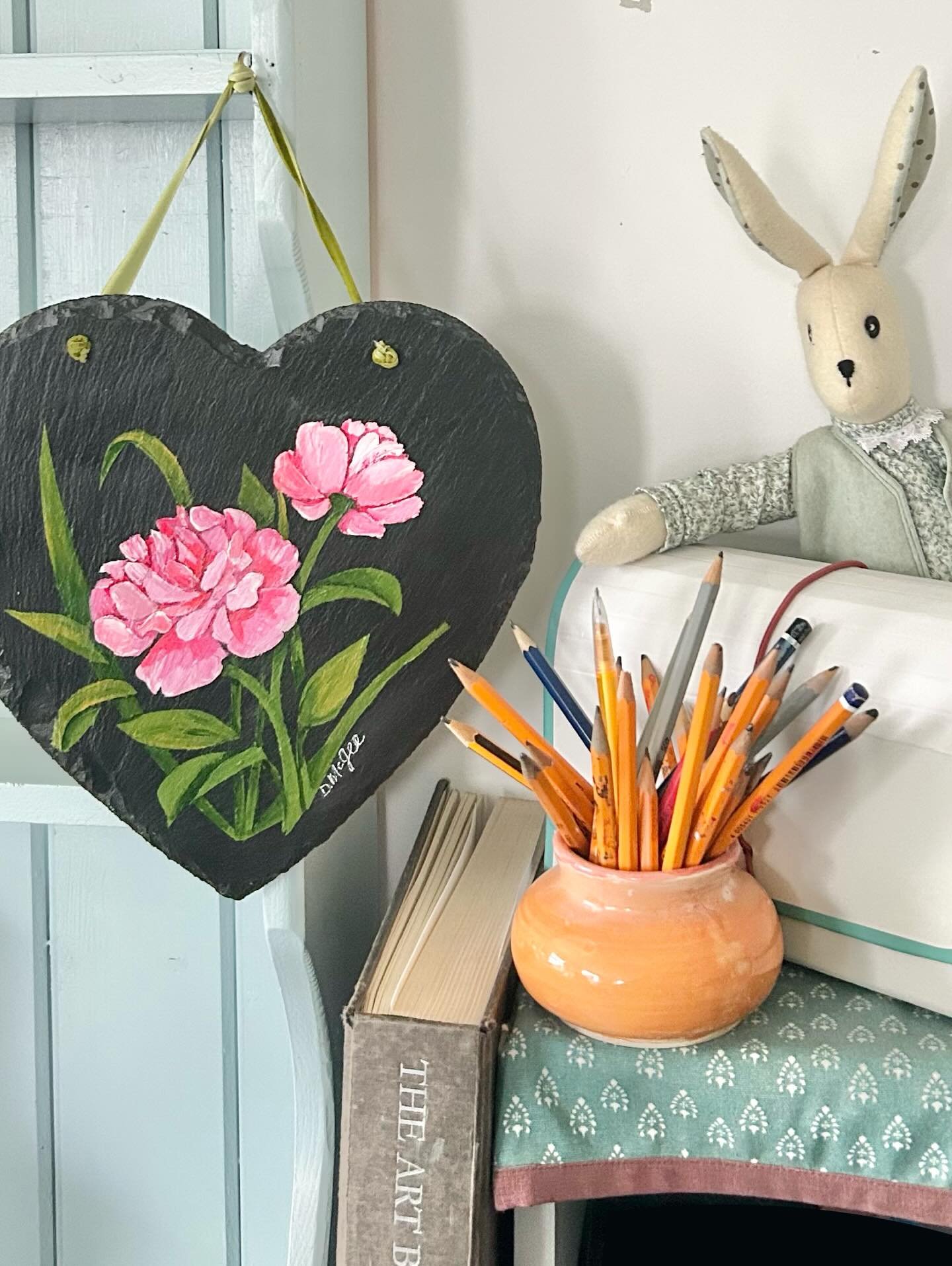 A corner of my studio. With Mother&rsquo;s Day around the corner, why not choose flowers that last forever!  @meathmade